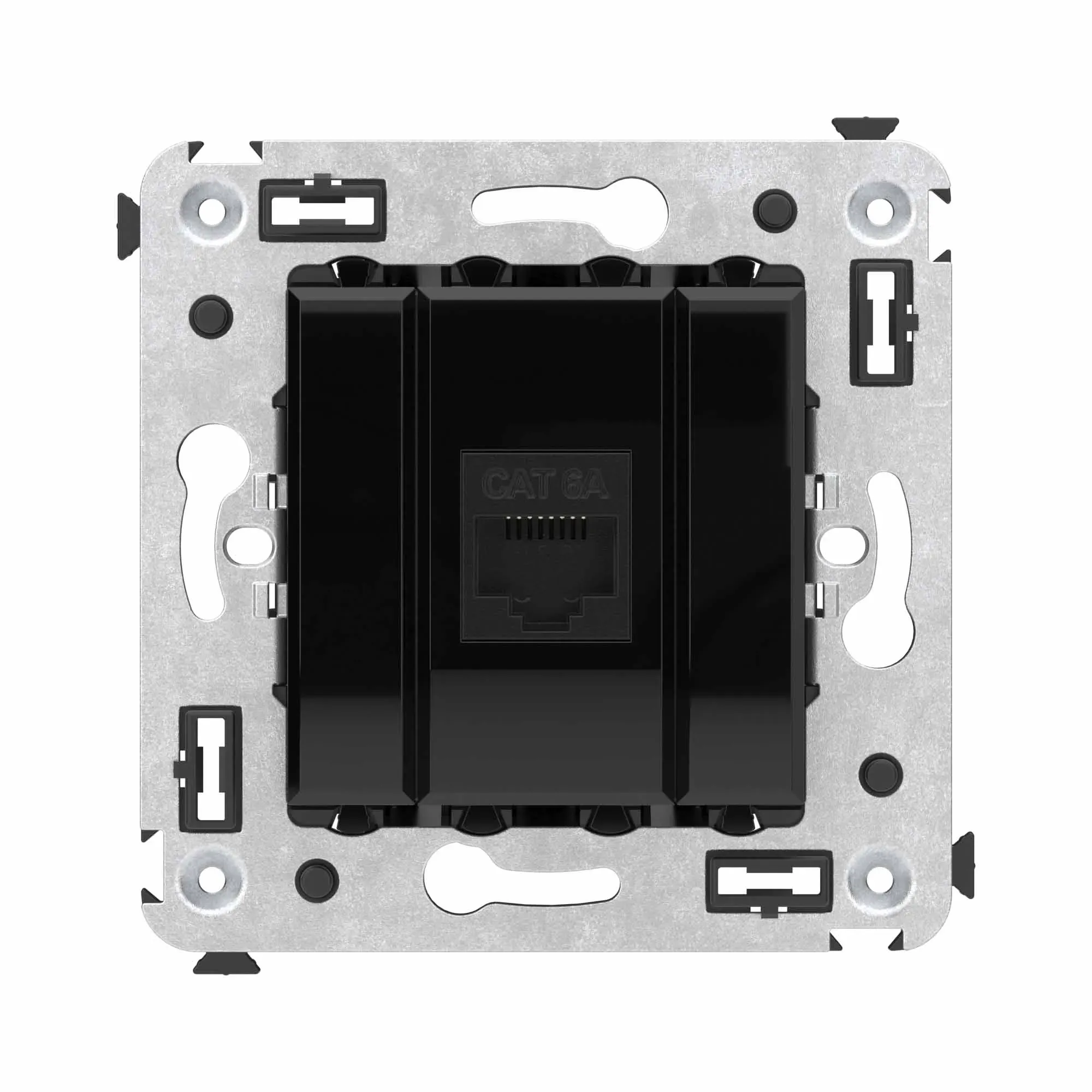 Avanti Компьютерная розетка RJ-45 без шторки в стену, кат.6А одинарная,  Черный квадрат DKC 4402673