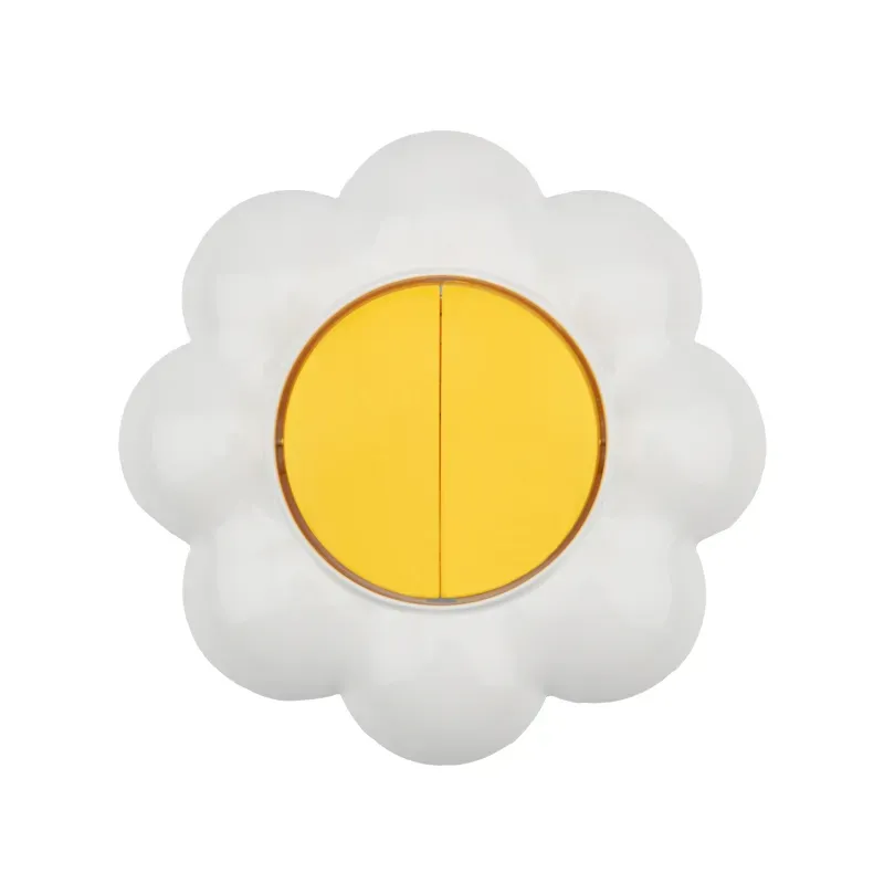 Выключатель двухклавишный KRANZ HAPPY Ромашка скрытой установки, желтый/белый REXANT KR-78-0621