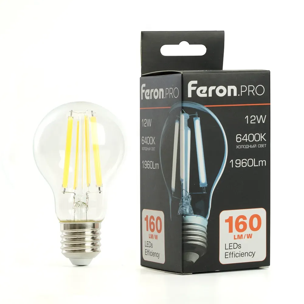 Лампа светодиодная LED 12вт Е27 дневной FILAMENT Feron.PRO
