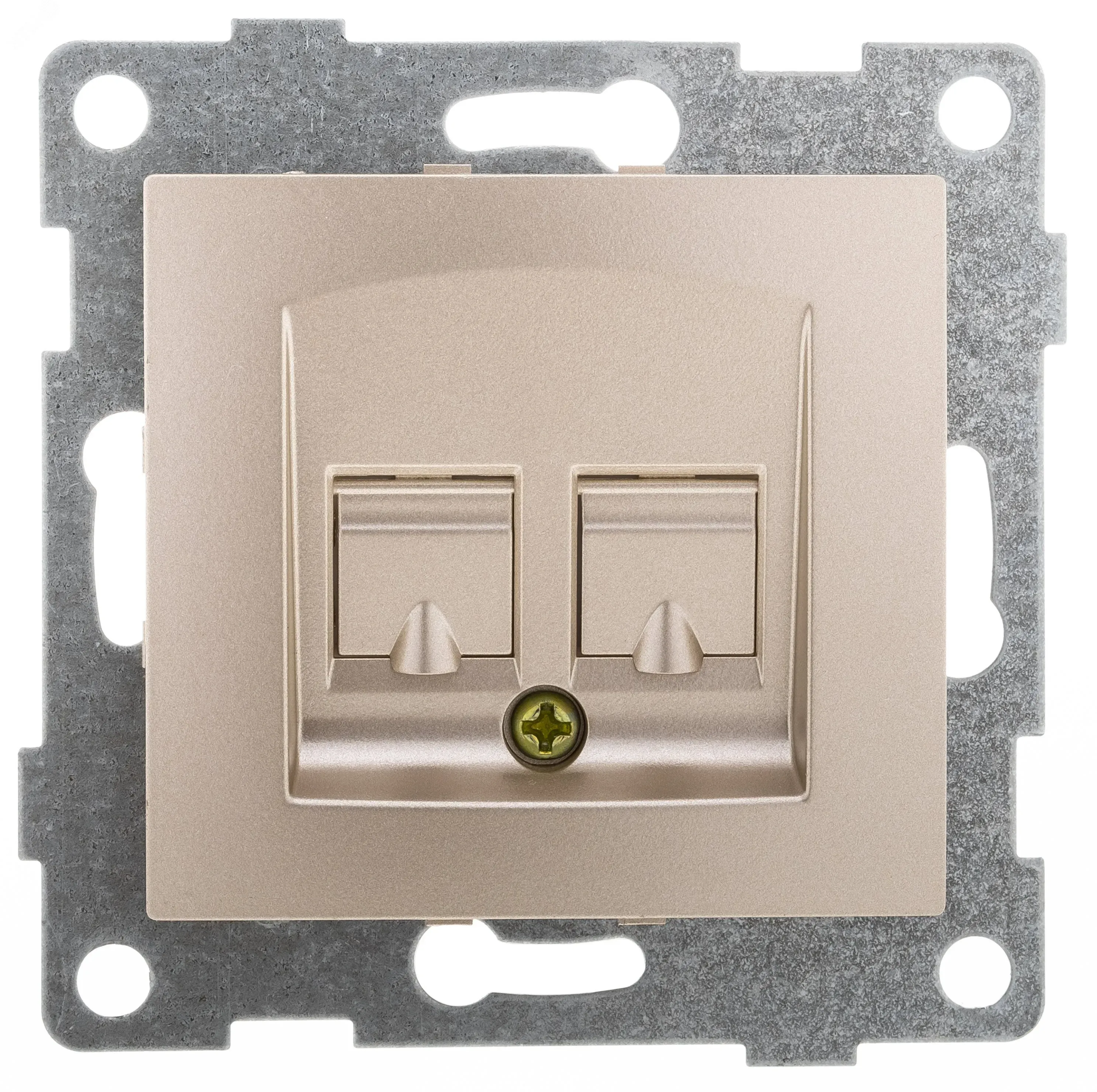 Bravo Розетка телефонная RJ12, двойная, скрытая установка.  шампань GUSI Electric С10Т2-027