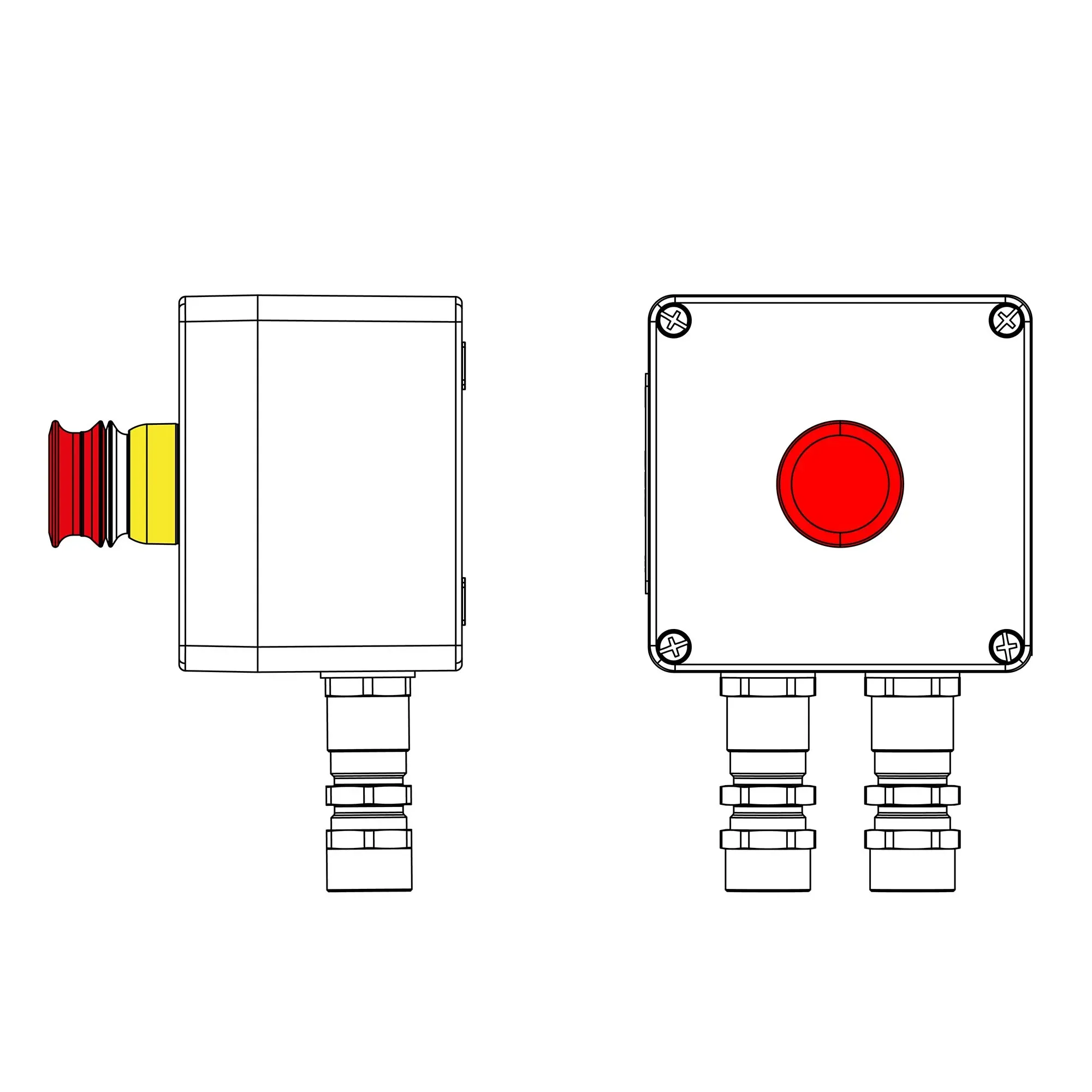 Взрывозащищенный пост управления из алюминия CPE-A-12-(1xP3E(11))-2xKA2MHK(C)1Ex d e IIC Т5 Gb / Ex tb IIIC T95°C Db IP66 DKC 2201.121.22.11B