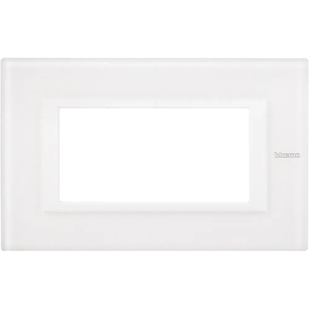 Axolute Накладки декоративные прямоугольные White/белое стекло на 4 модуля LEGRAND HA4804VBB