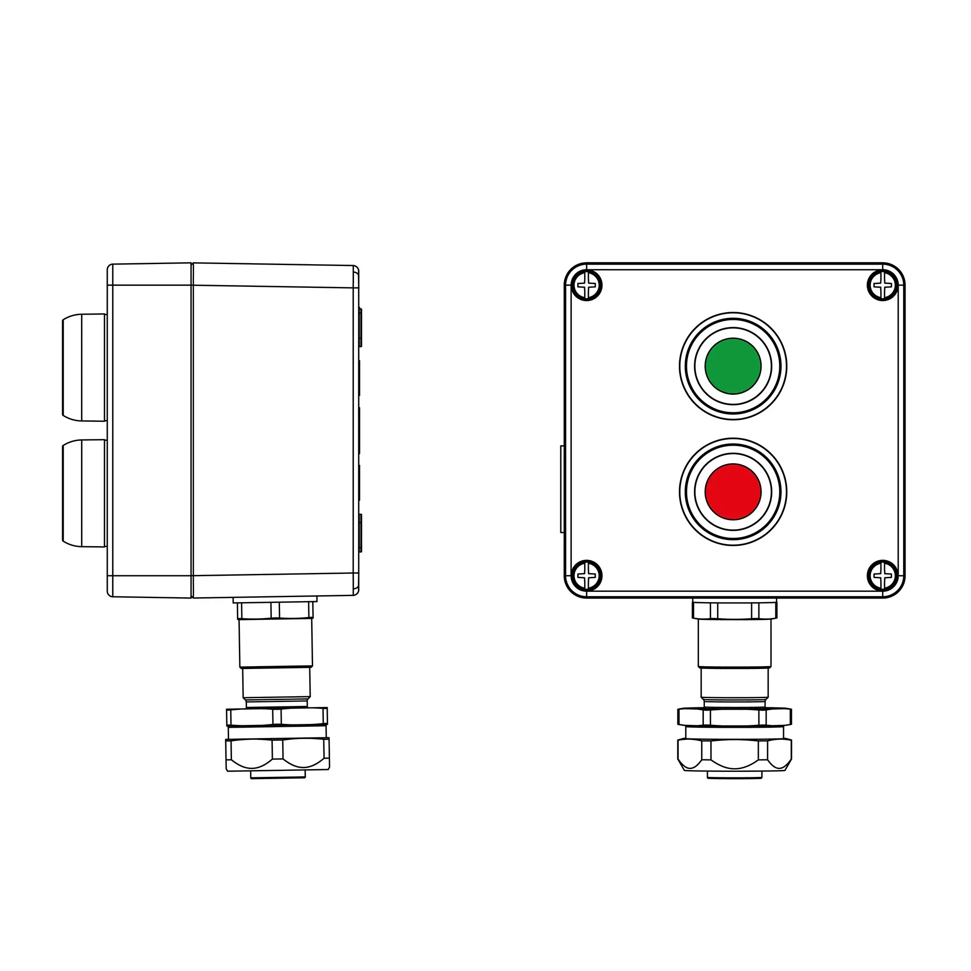 Взрывозащищенный пост управления из алюминия CPE-A-12-(1xP1G(11)-1xP1R(11))-1xKAEPM2MHK-20(C)1Ex d e IIC Т5 Gb / Ex tb IIIC T95°C Db IP66 DKC 2201.121.22.120M