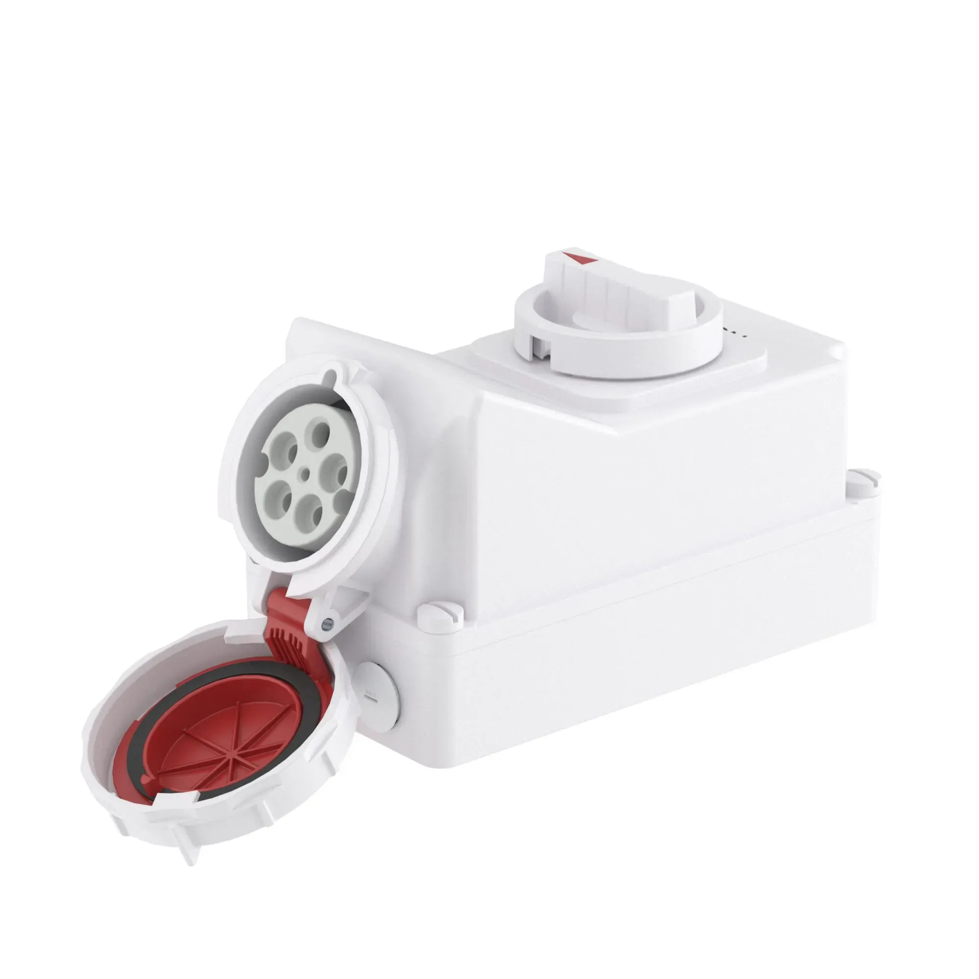 Розетка наружной установки ip67 63а 3p+e+n 400в с механической блокировкой и боковым расположением разъема ДКС DIS5616387