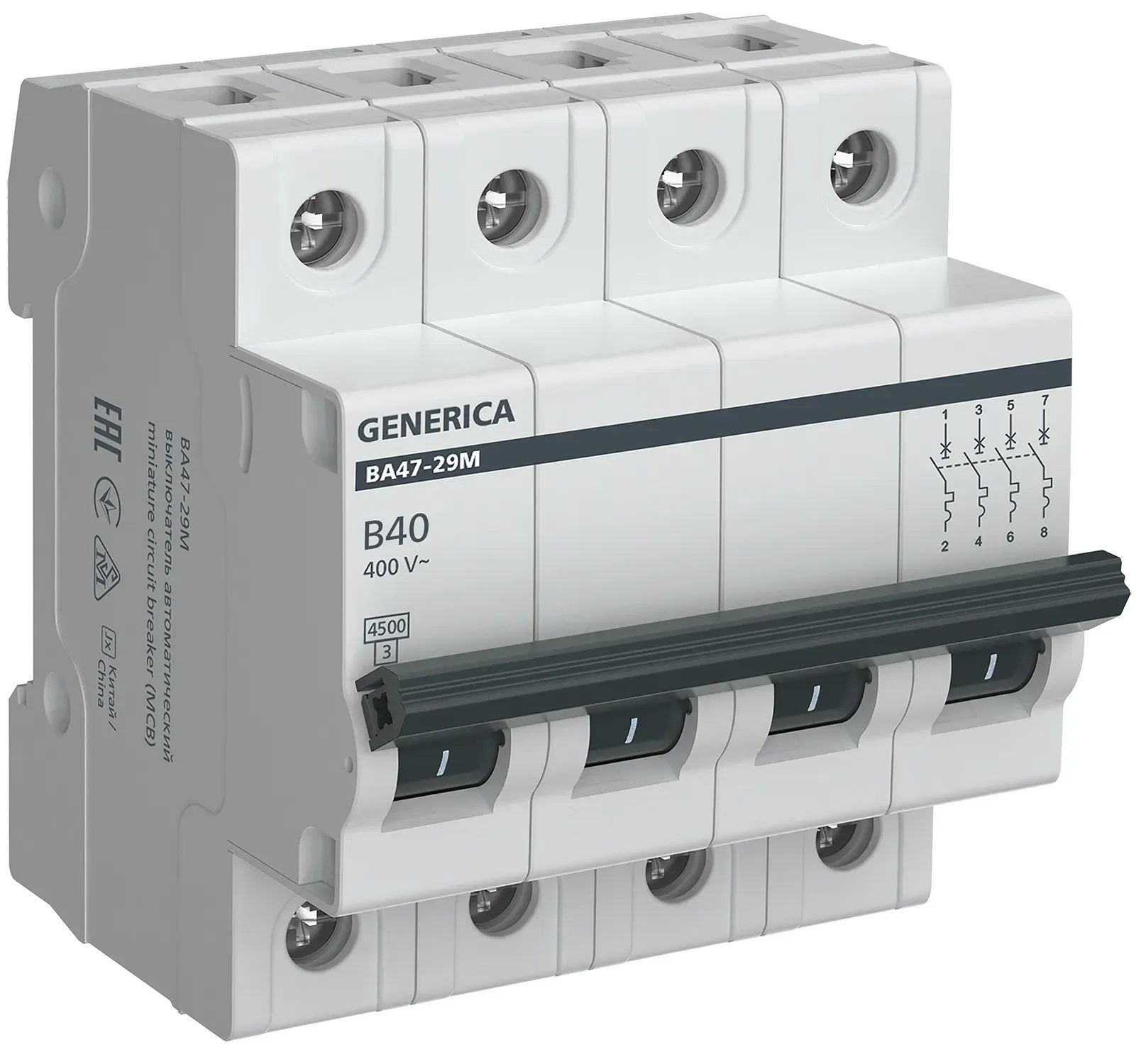 Автоматический выключатель ва47-29м 4p 40а 4,5ка b generica IEK MVA21-4-040-B-G