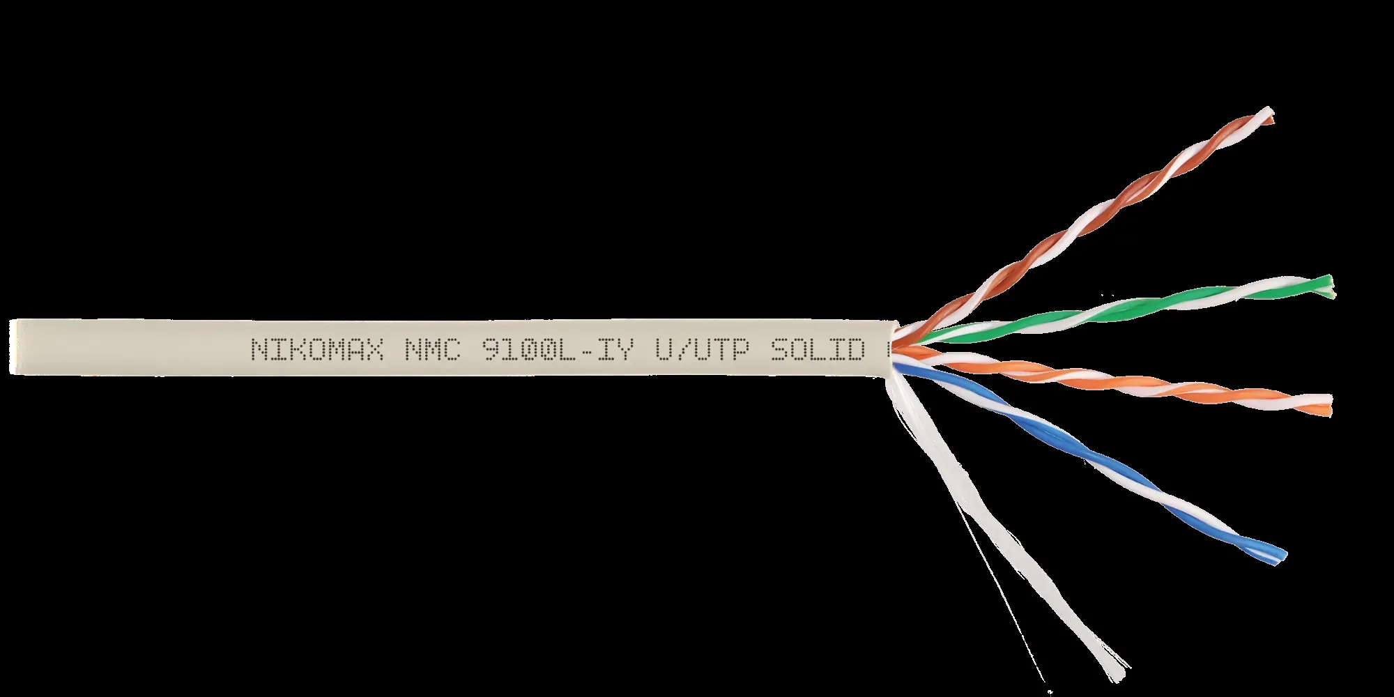 Витая пара U/UTP 4 пары Кат 5e solid BC AWG24 (0.52мм) IN нг(А)-LSLTx светло-серый 305м