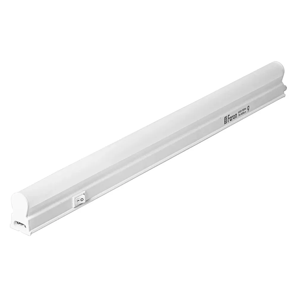 Светильник светодиодный ДПО-4w 4000К 350Лм пластик Т5 IP20 с выключателем и сетевым шнуром FERON 27945