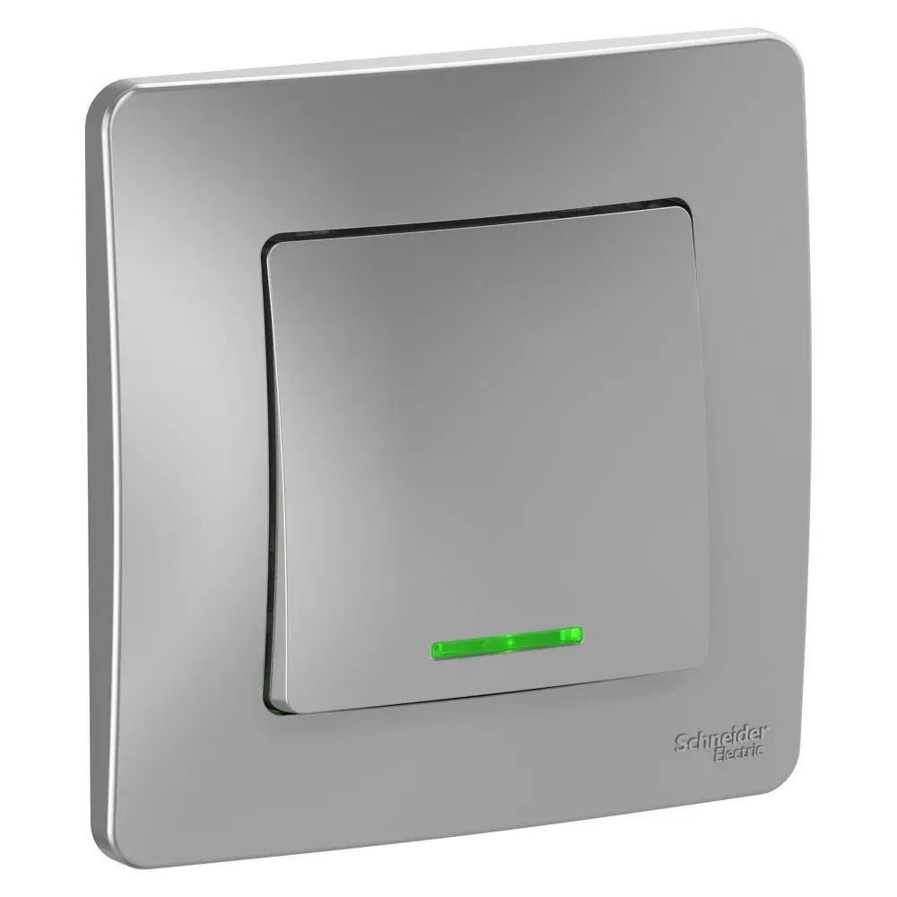 BLANCA скрытой установки одноклавишный выключатель (cх.1) с подсв., 10A, 250B, алюминий SE (Потенциал) BLNVS010113