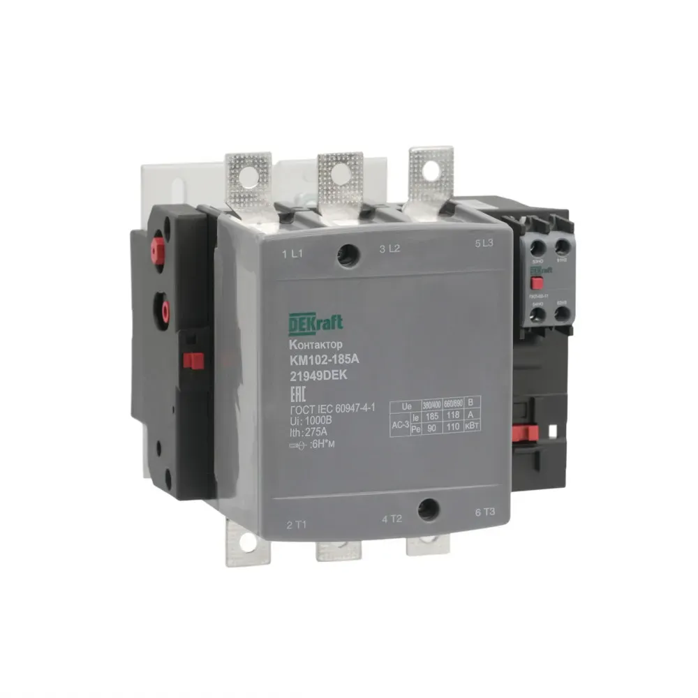 Контактор 185А 220В АС АС3  АС4 1НО+1НЗ КМ-102 SE (Dekraft) 21949DEK