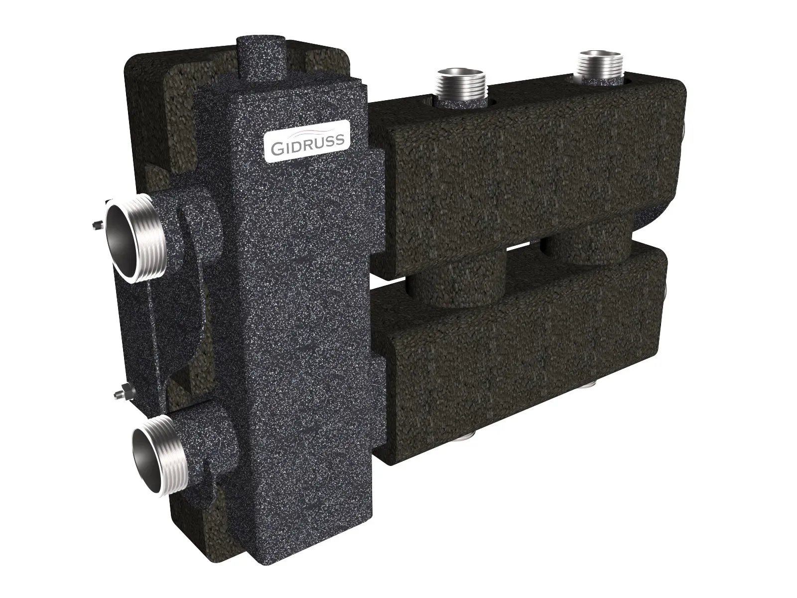 Коллектор с гидрострелкой BM-80-3DU.EPP на 2 контура G1', 1 боковой контур G 1 1/4' с термоизоляцией до 80 кВт, ст. 09Г2С Gidruss BM 8001T 23