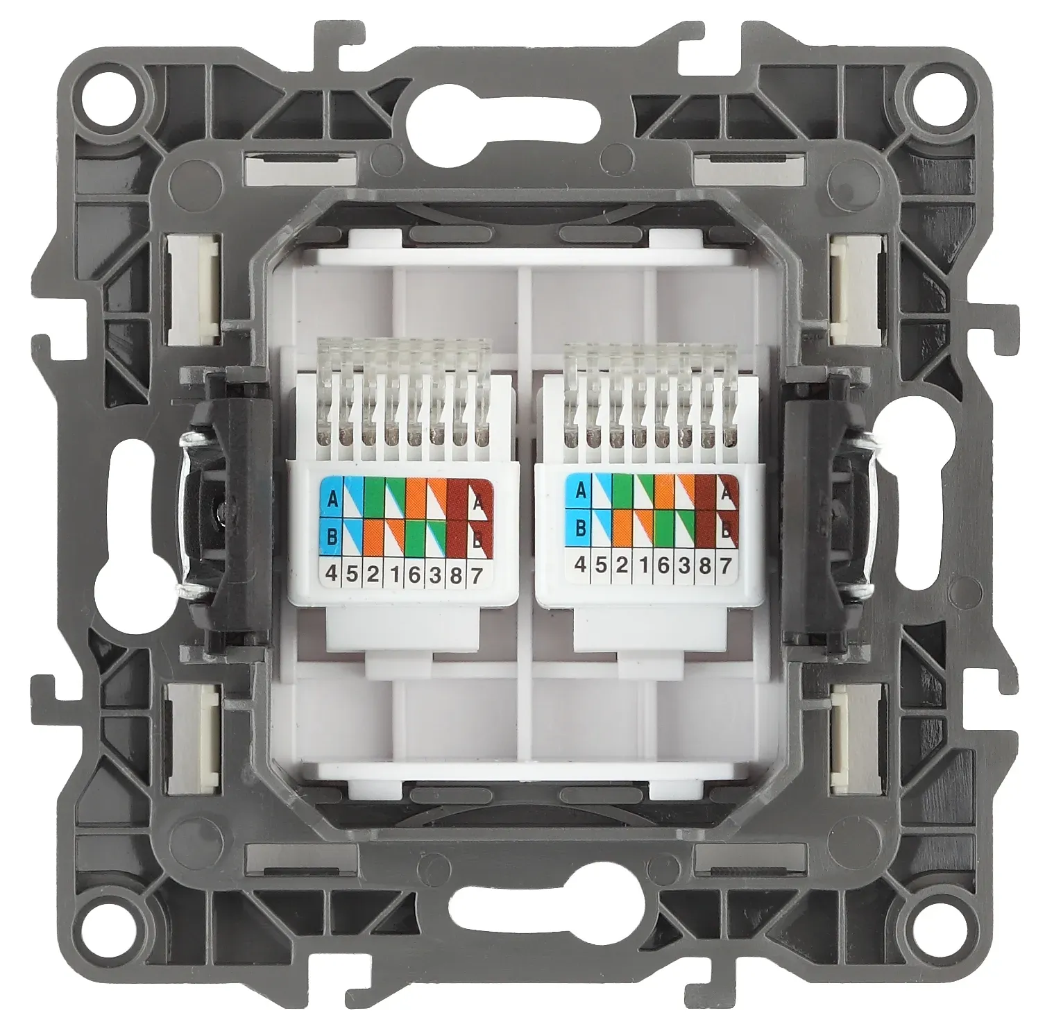 Розетка информационная двойная 2XRJ45, Эра12, графит, 12-3108-12 Б0019354