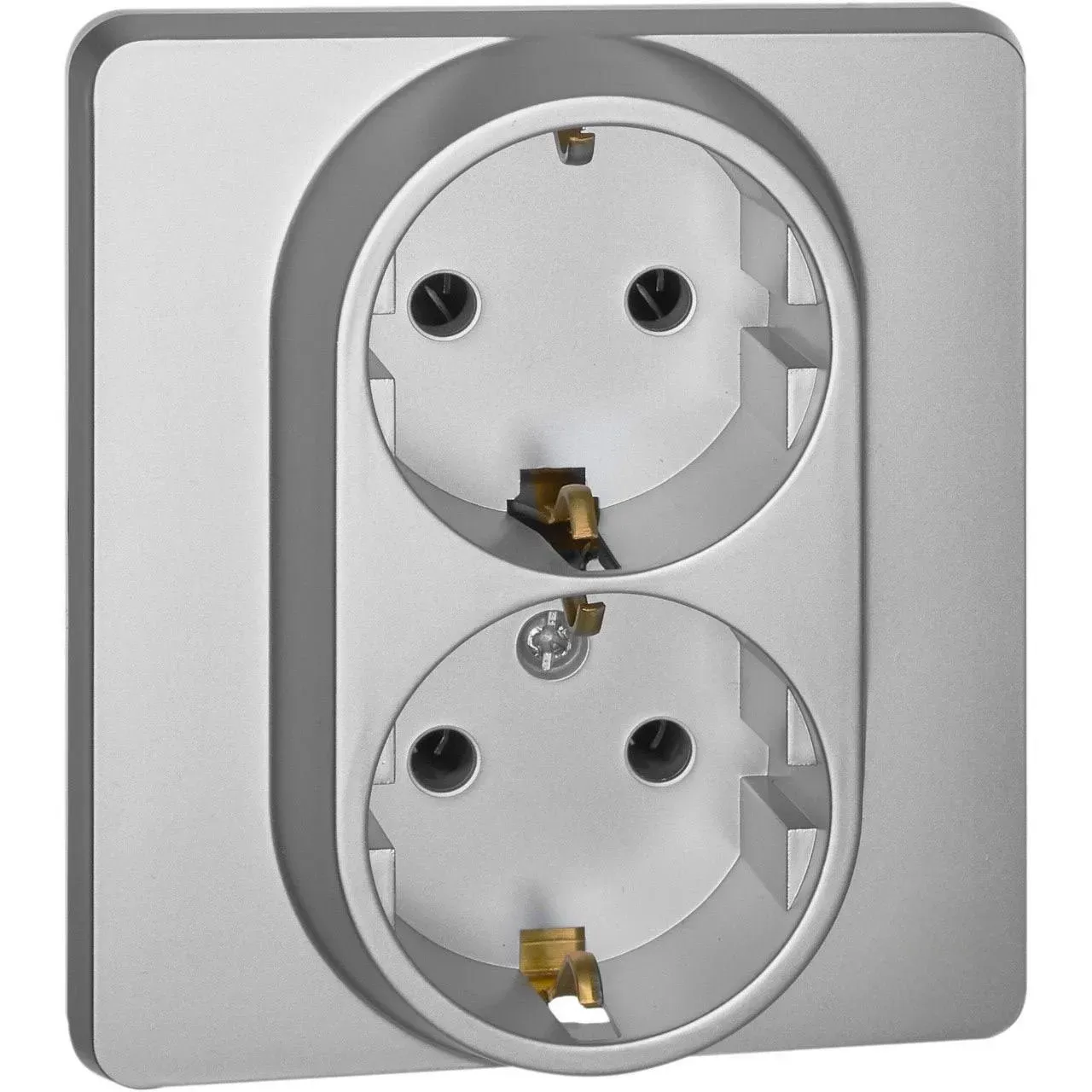Розетка 2 x 2К+З немецкий стандарт 16 А 250 В~ INSPIRIA алюминий LEGRAND 673752