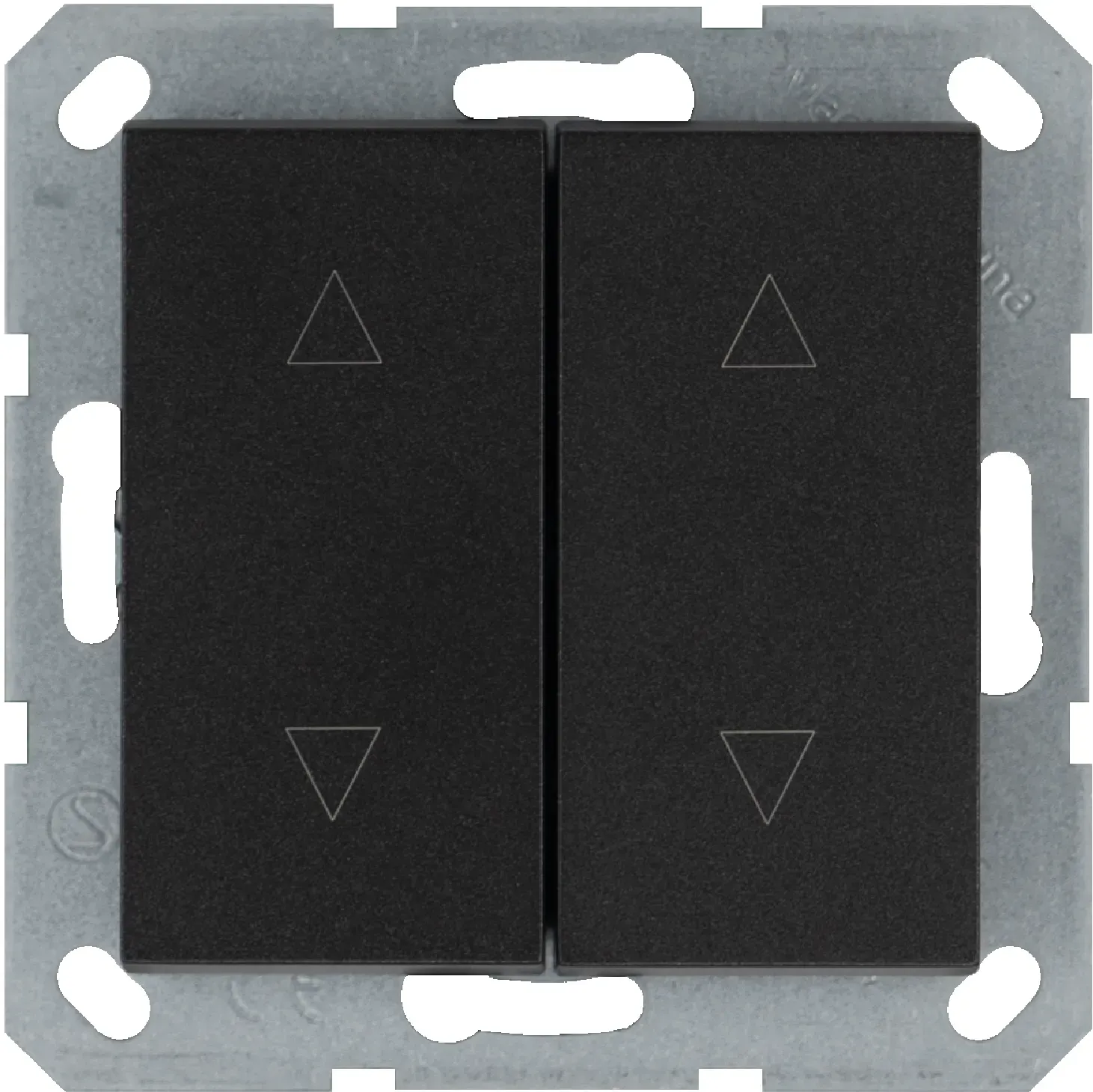 Выключатель двухклавишный для штор 10A 250V~ с накладкой, цвет Антрацит Jasmart G3028B