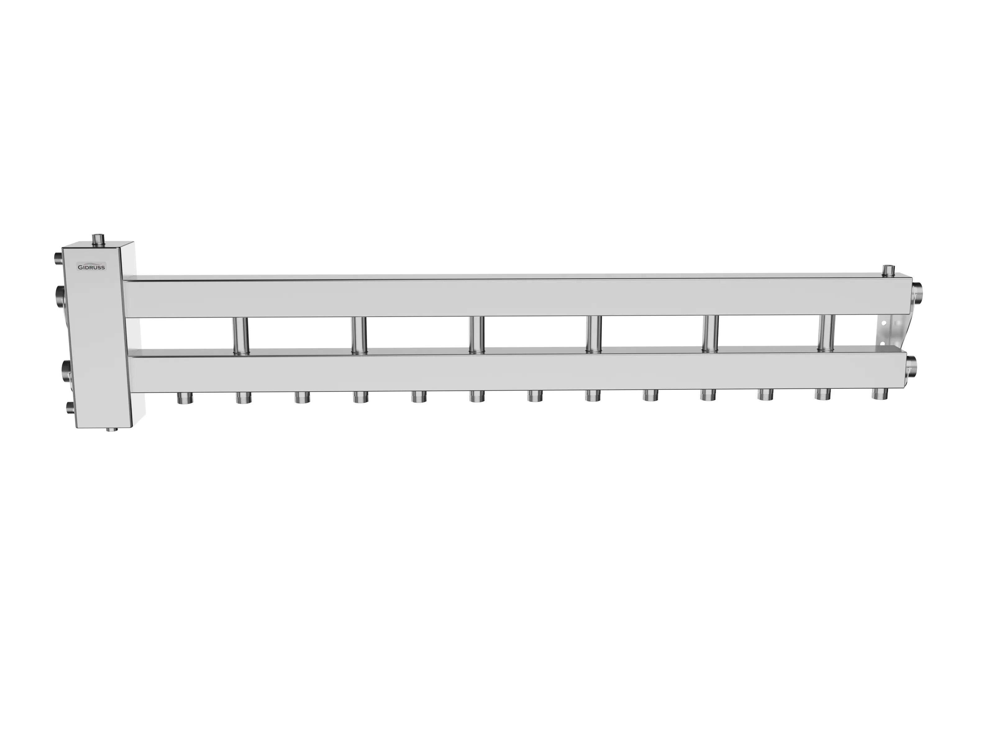 Коллектор с гидрострелкой BMSS-150-7D на 6 контуров G 1', 1 боковой контур G 1 1/2 'до 150 кВт, нерж сталь Gidruss BM 15A60 24