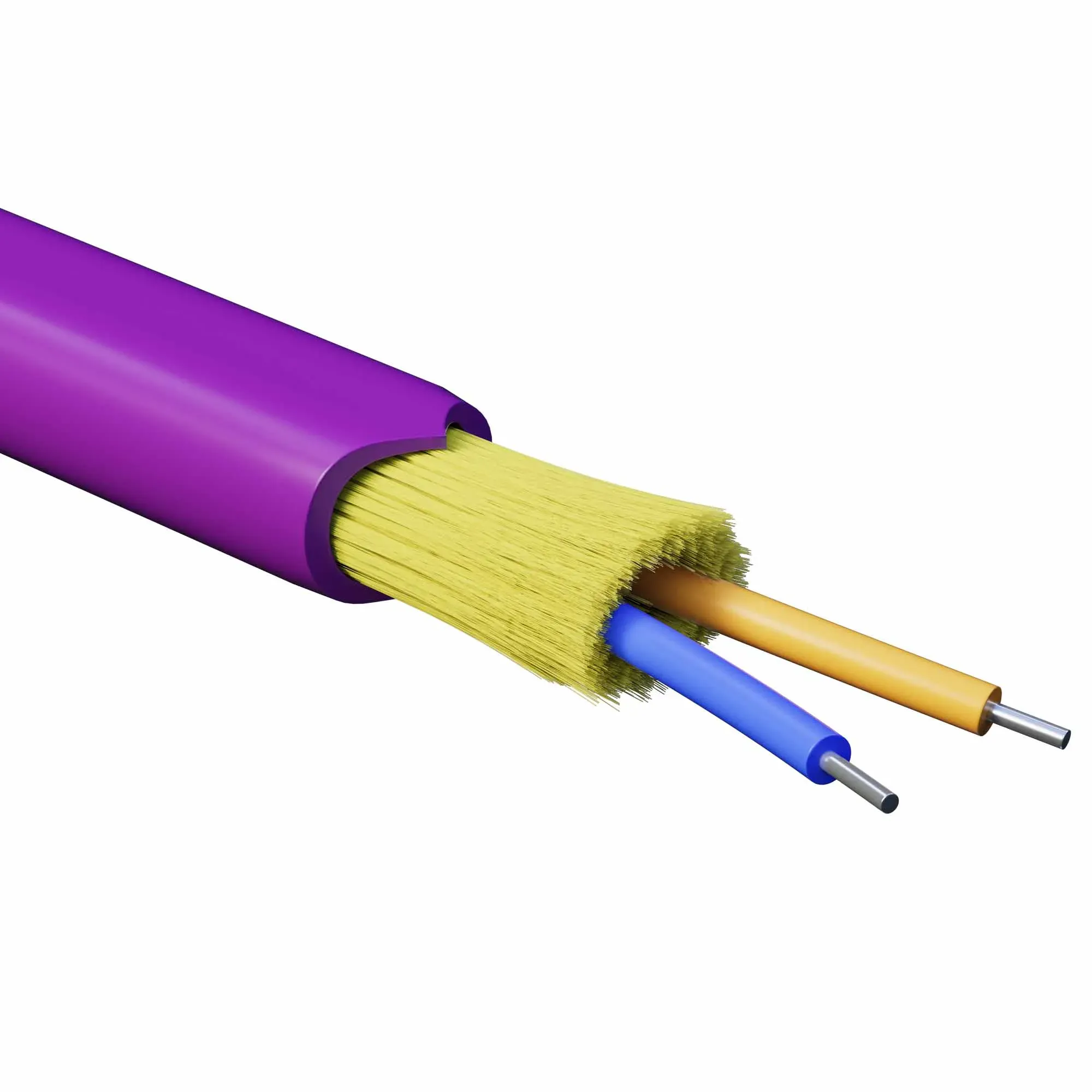 Кабель волоконно-оптический, распределительный, арамидные упрочняющие нити, для внутренней прокладки, нг(А)-HF, 2 ОВ, категория OM4(G.651.1) плотный буфер, 0,4 кН, барабан 2000 м