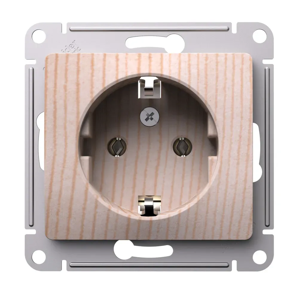 GLOSSA розетка с заземлением, 16А, механизм, сосна SE (Потенциал) GSL001543