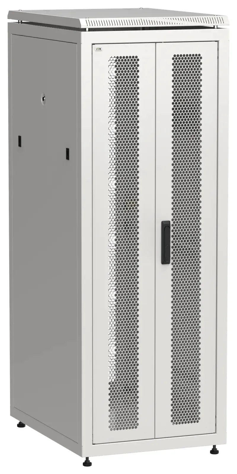 Шкаф напольный сетевой 19' linea n 33u 600х800мм передняя распашная перфорированная дверь задняя перфорированная серый ITK LN35-33U68-2PP
