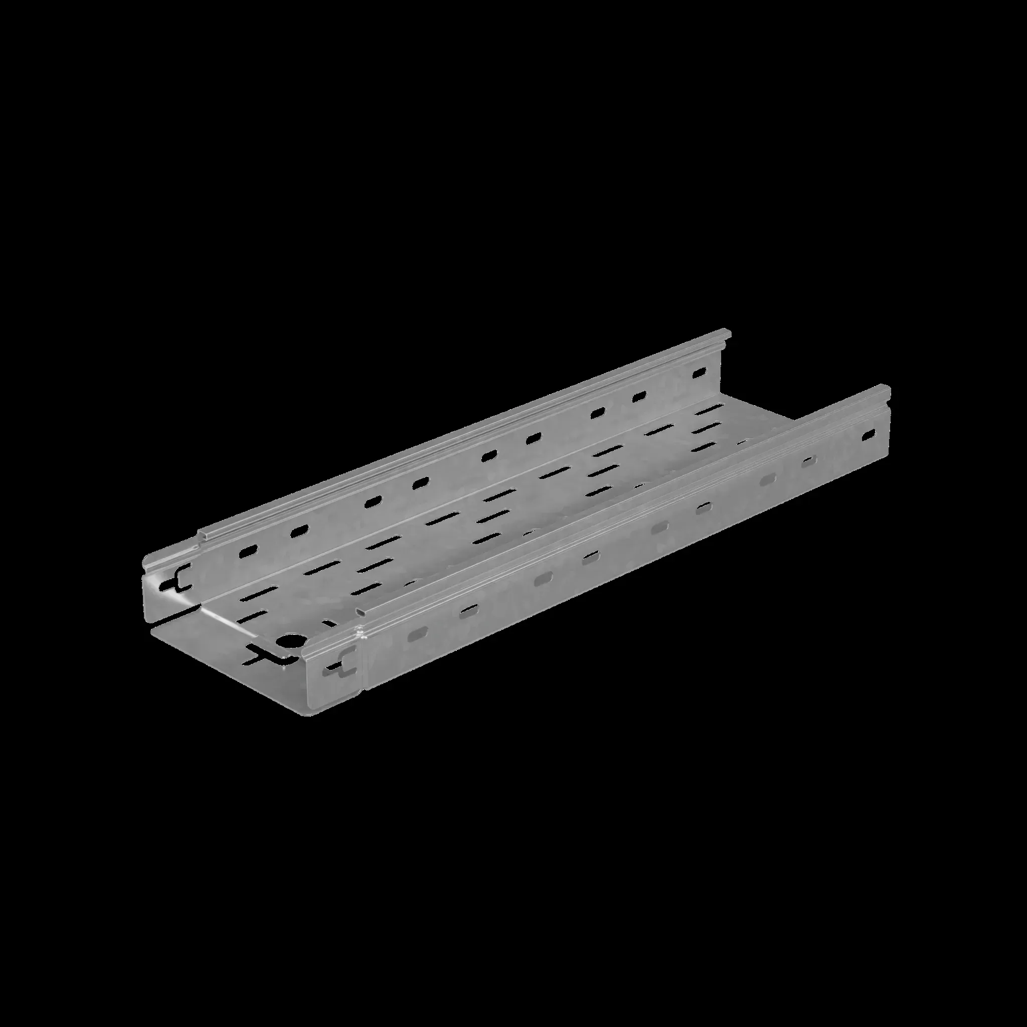 Лоток перф. 50х150х0,8 l2000 мм быстрый монтаж плюс КМ-ПРОФИЛЬ LPPLUS50-150-0.8-2000