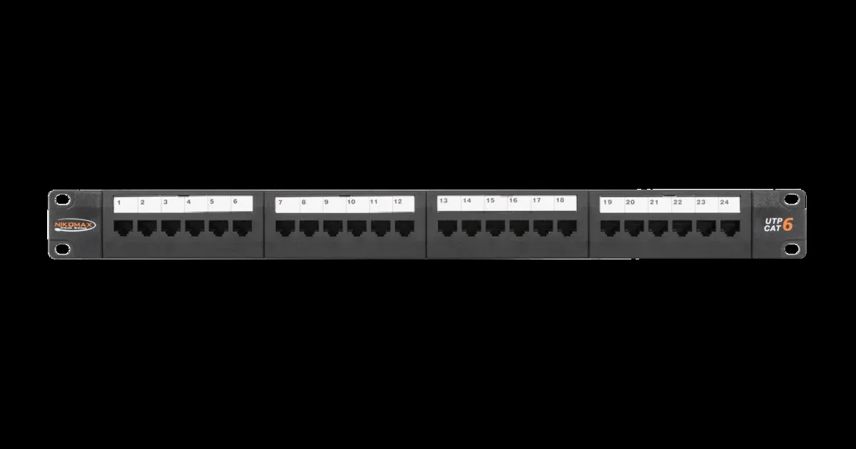 Патч-панель 19'' 1U 24 порта Кат 6 RJ45/8P8C UTP черная