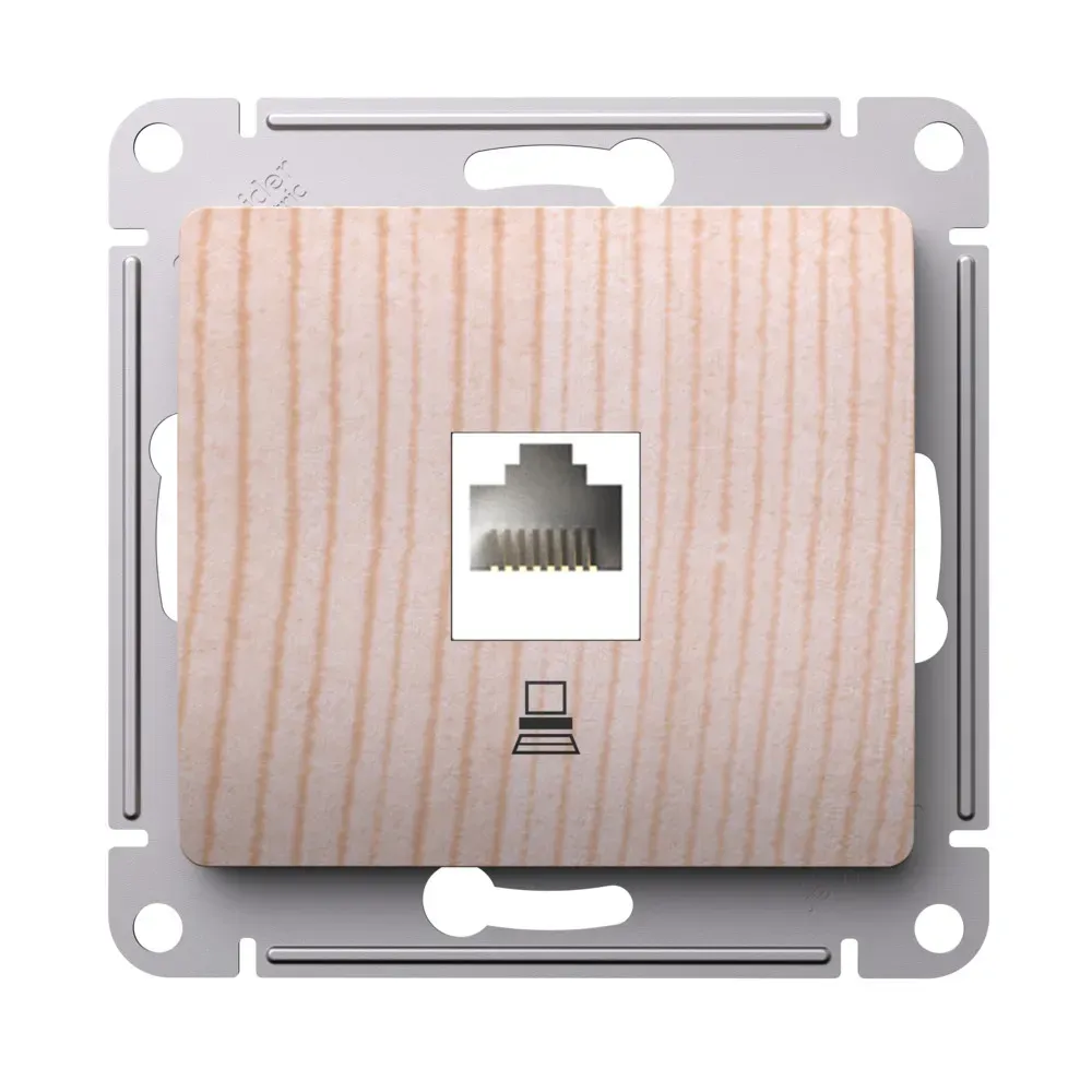 GLOSSA розетка компьютерная RJ45 кат.5Е, механизм, сосна SE (Потенциал) GSL001581K