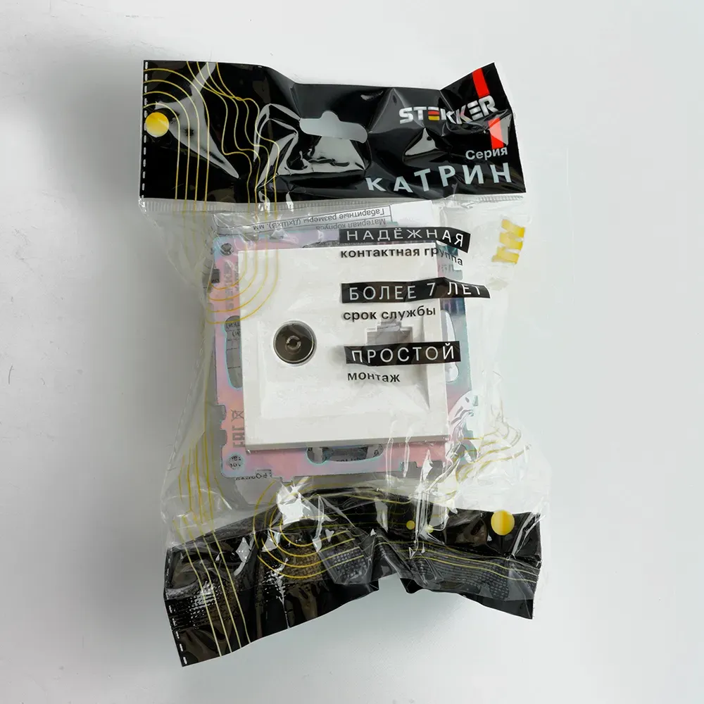 Розетка TV + компьютерная RJ-45 (механизм), серия Катрин, белый