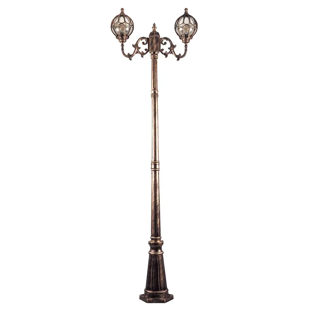 Светильник НТУ-2х60w столб-2.29м Е27 IP44 черное золото FERON 11385