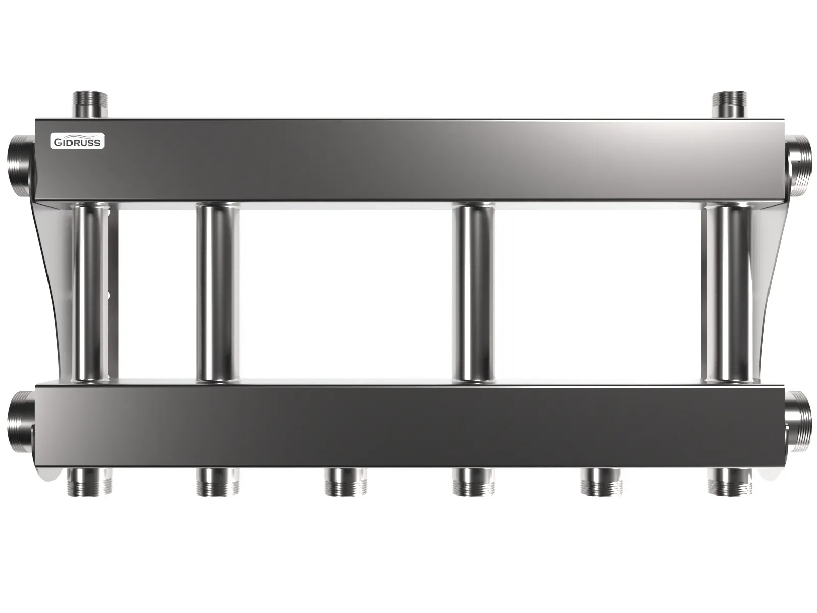 Коллектор модульный MKSS-250-3x32 на 3 контура G 1 1/4', 2 магистрали G 2', до 250 кВт, нерж. сталь Gidruss 1R 02506 00