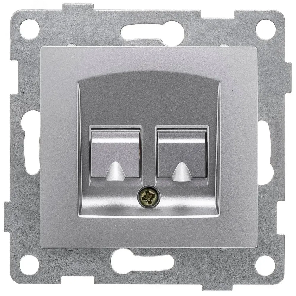 GUSI Bravo механизм розетки  телефонной RJ12, двойной, скрытая установка.  Цвет серебро. GUSI Electric С10Т2-004