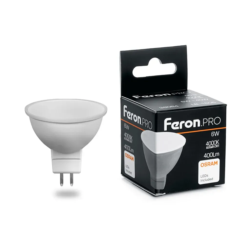 Лампа светодиодная LED 6вт 230в GU5.3 белый Feron.PRO FERON 38084