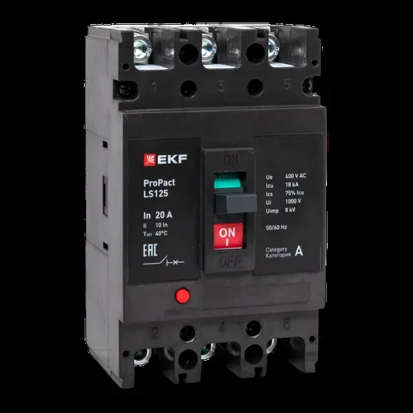 Ls125 18ка 3p 20а propact ekf EKF MCCB-125-18-3-20-LS