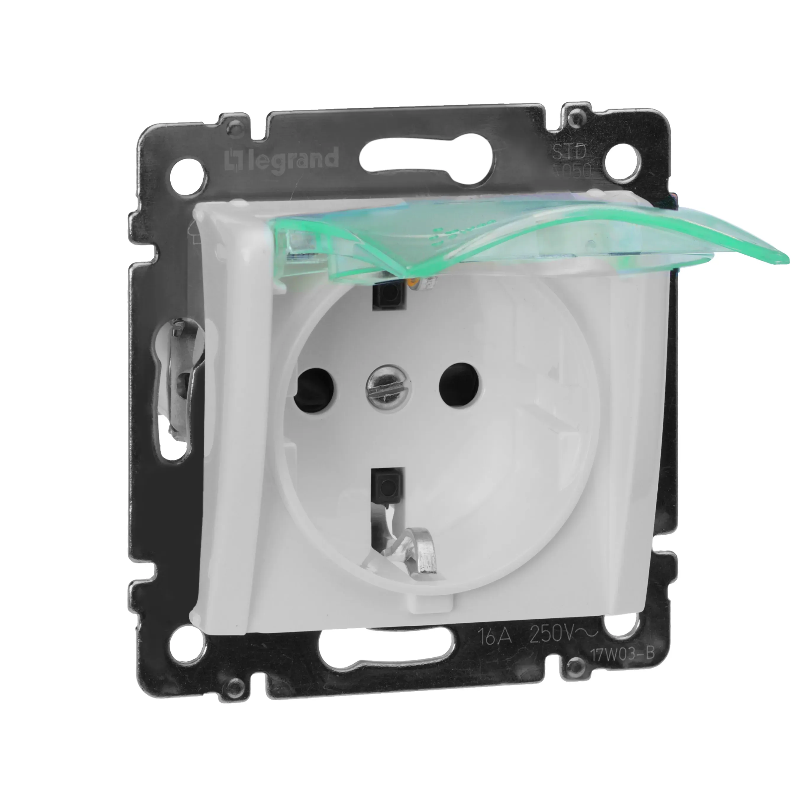 VALENA Розетка с заземлением с крышкой со шторками белая LEGRAND 774220