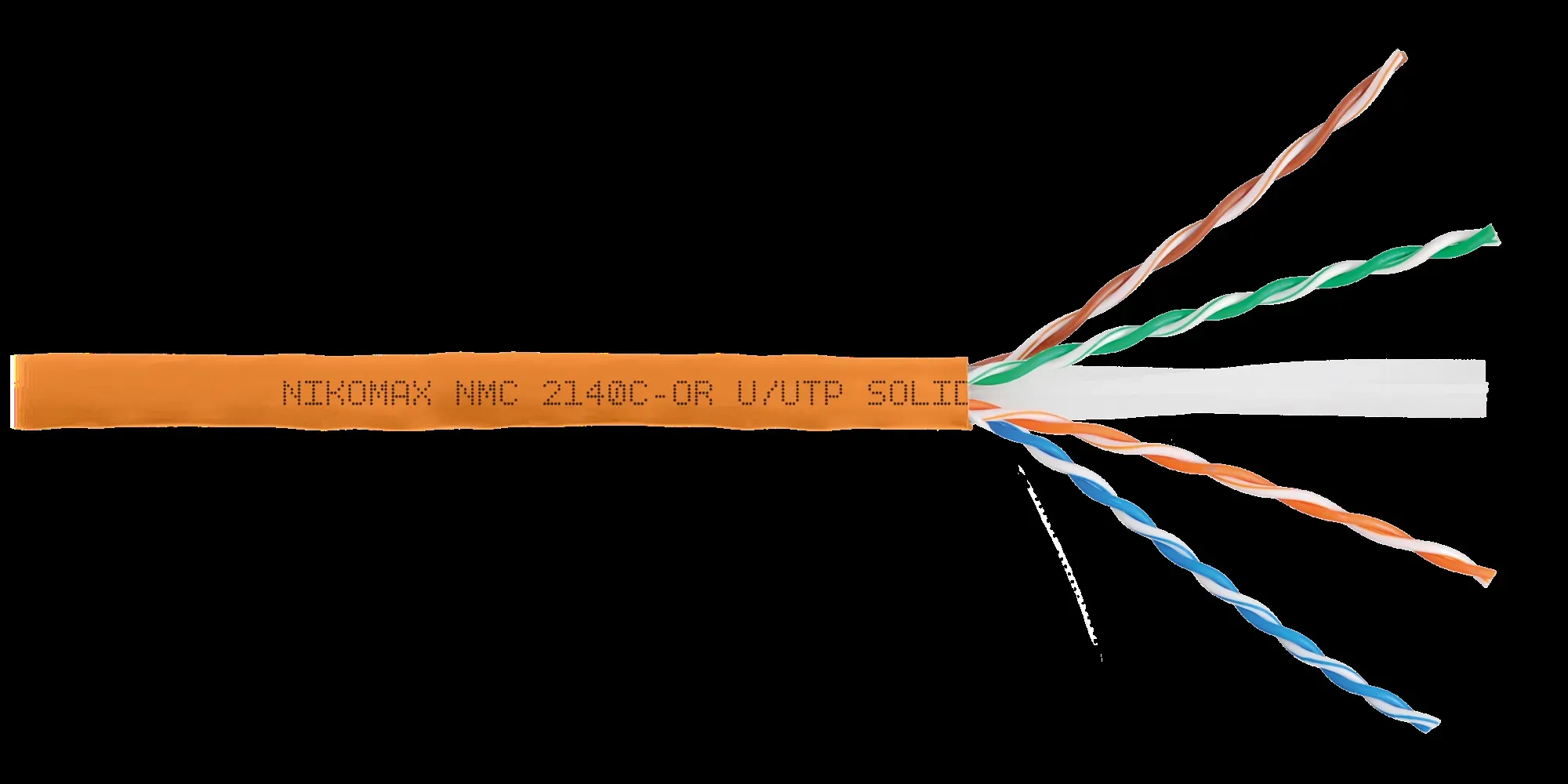 Витая пара U/UTP 4 пары Кат 6 solid BC AWG23 (0.53мм) IN LSZH нг(А)-HF оранжевый 305м