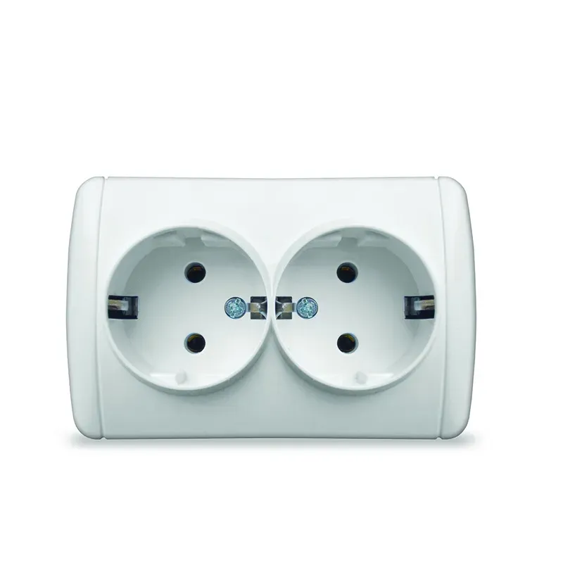 Клио Розетка электрическая двухпостовая с/з IP44 белый Универсал К2231