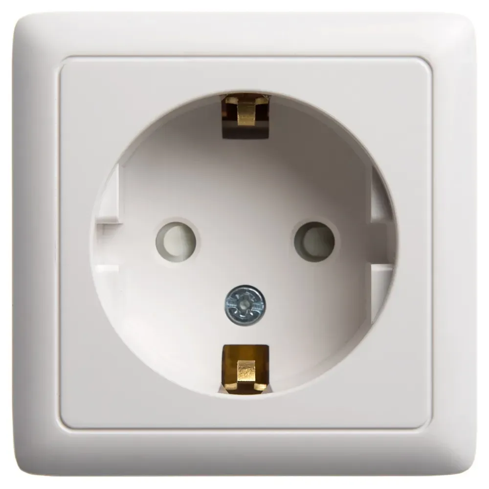 ХИТ открытой установки Розетка с заземлением со шторками ИЗОЛ.ПЛ 16А, 250В, белый SE (Потенциал) RA16-138I-B