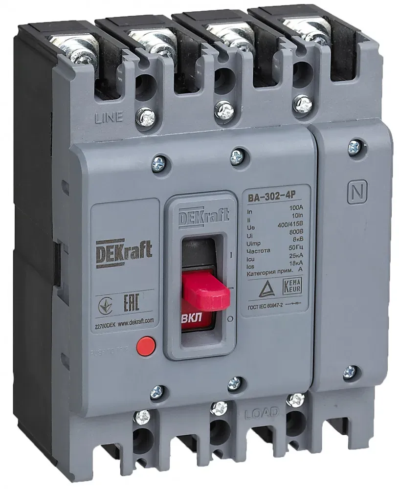 Силовой авт. выкл. 4P 10А 25кА ВА-302 SE (Dekraft) 22771DEK