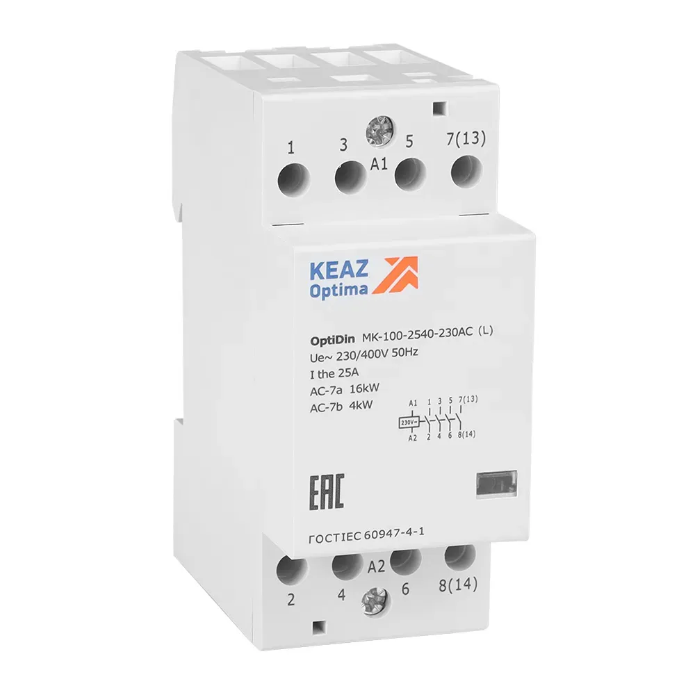 Контактор модульный OptiDin MK-100-2540-230AC (L) КЭАЗ Optima (от-ка) 343731