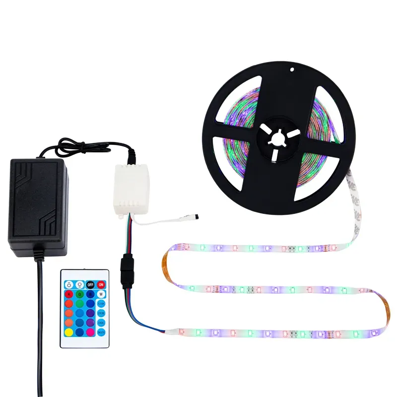 Комплект светодиодной ленты 5 м с блоком питания и RGB контроллером IP65, свечение RGB LAMPER REXANT 142-402