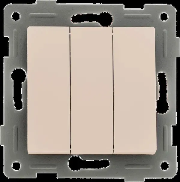 GUSI Ugra МЕХАНИЗМ Выключателя трехклавишного, скрытая установка, 10А, 250В. Цвет: бежевый GUSI Electric С11В3-003