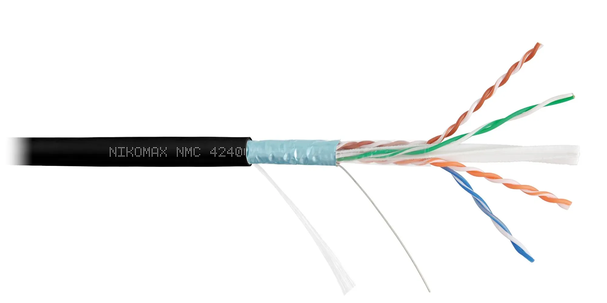 Витая пара F/UTP 4 пары Кат 6 solid BC AWG23 (0.55мм) IN LSZH нг(А)-HF черный 305м