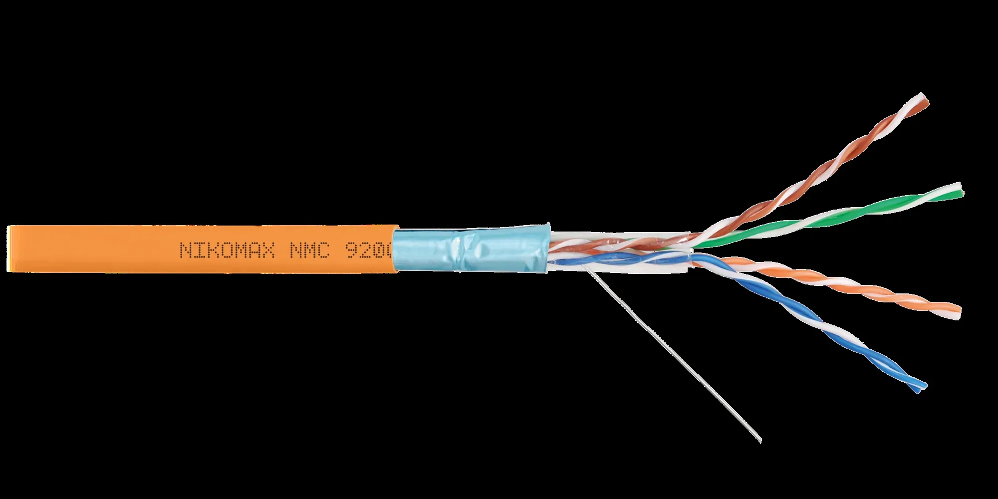 Витая пара F/UTP 4 пары Кат 5e solid BC AWG24 (0.52мм) IN LSZH нг(А)-HF оранжевый 305м