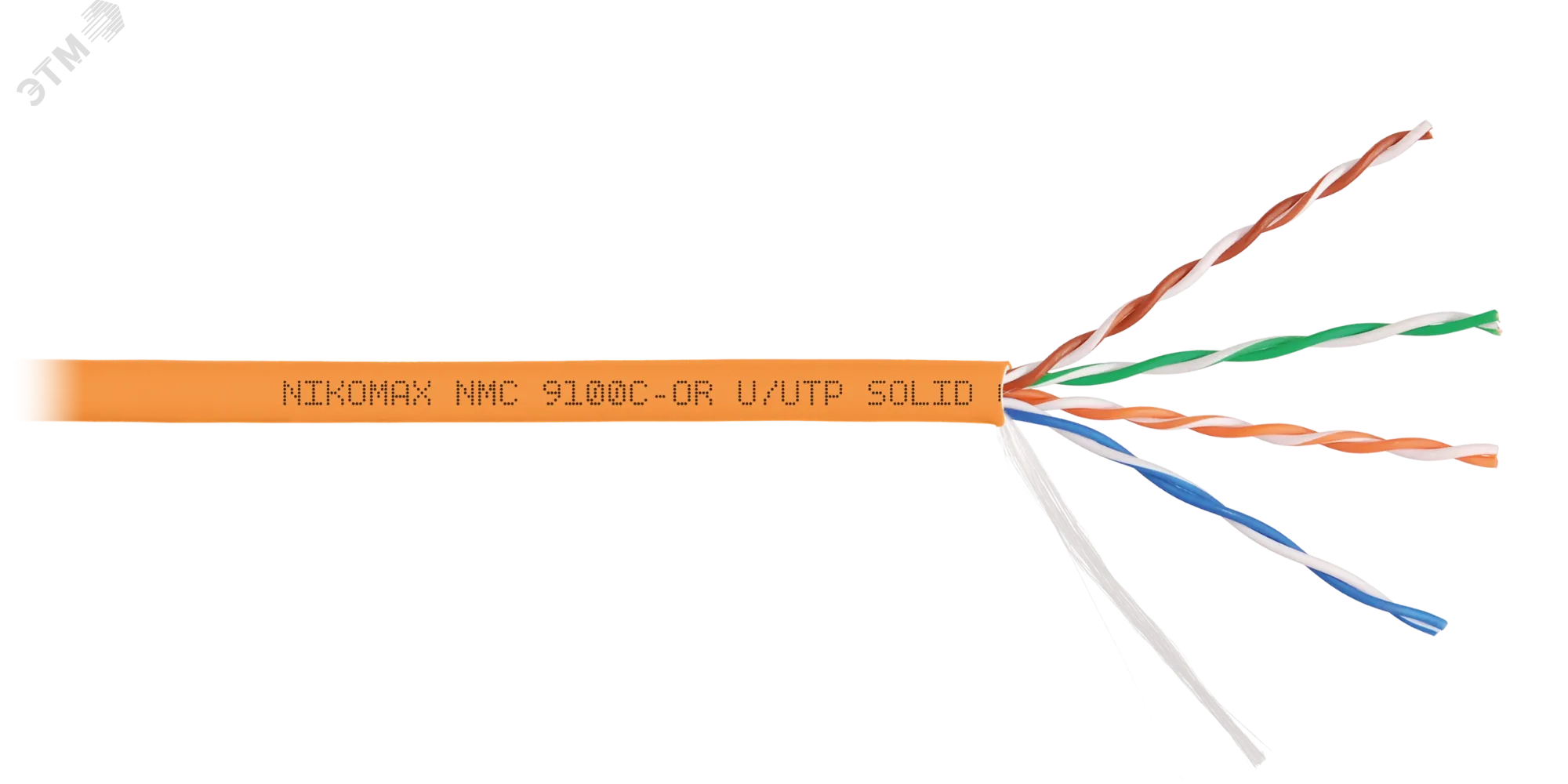 Витая пара U/UTP 4 пары Кат 5e solid BC AWG24 (0.52мм) IN LSZH нг(А)-HF оранжевый 305м