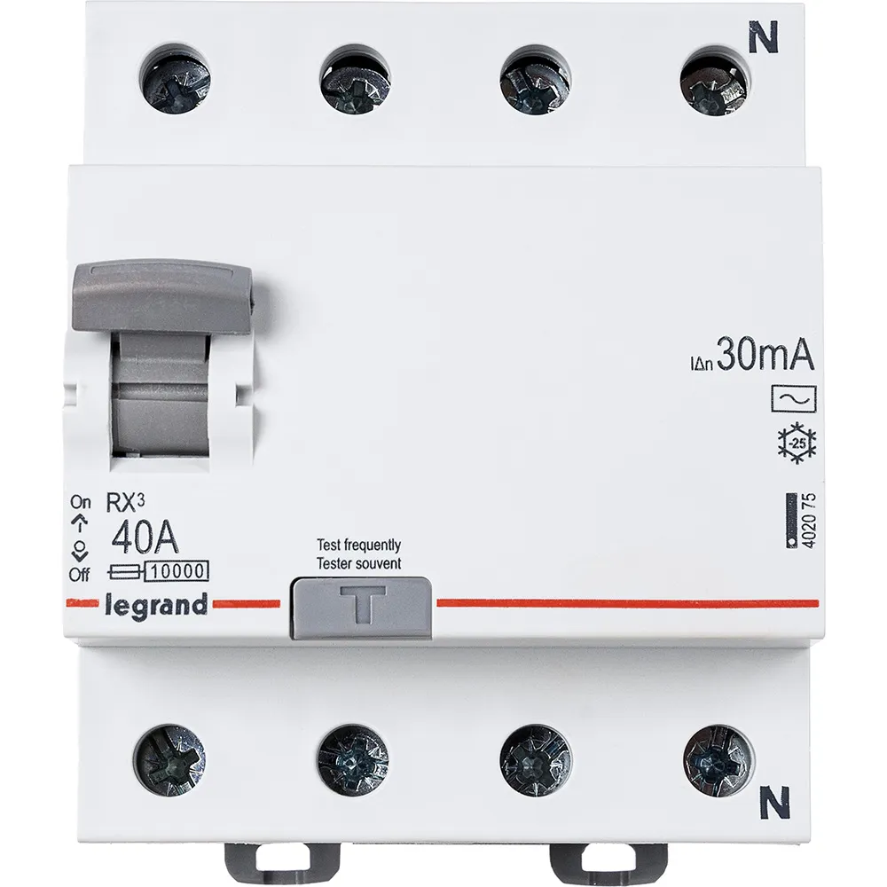 ВДТ RX3 - 4П - 40 А - тип A - 30 мА - 4 модуля LEGRAND 402075