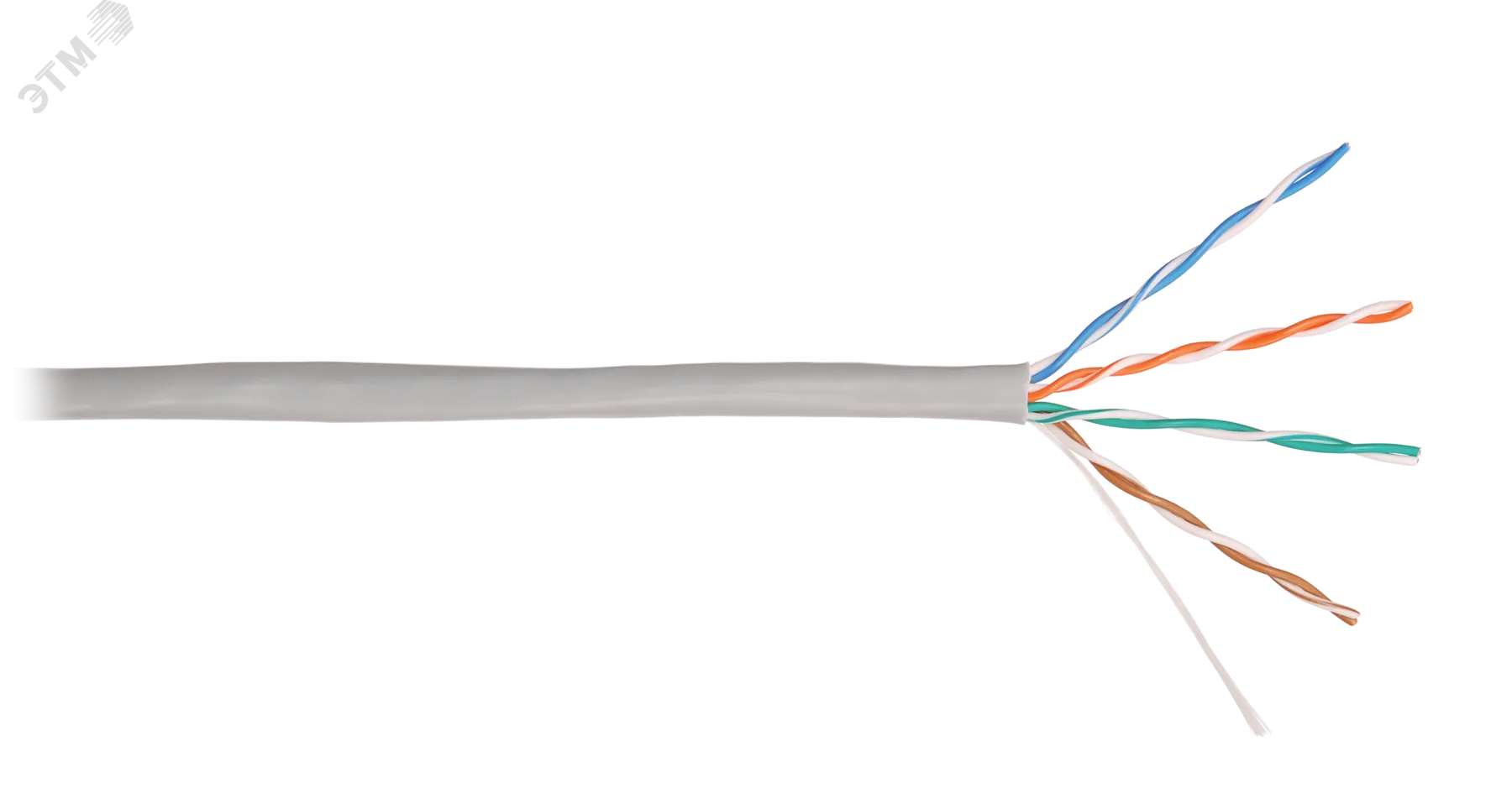 Витая пара U/UTP 4 пары Кат 5e solid BC (0.49мм) IN PVC серый 100м