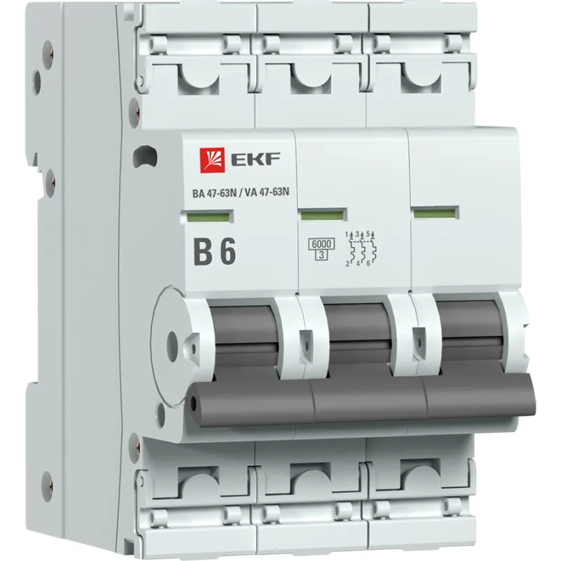 Автоматический выключатель 3p 6а (b) 6ка ва 47-63n proxima EKF M636306B