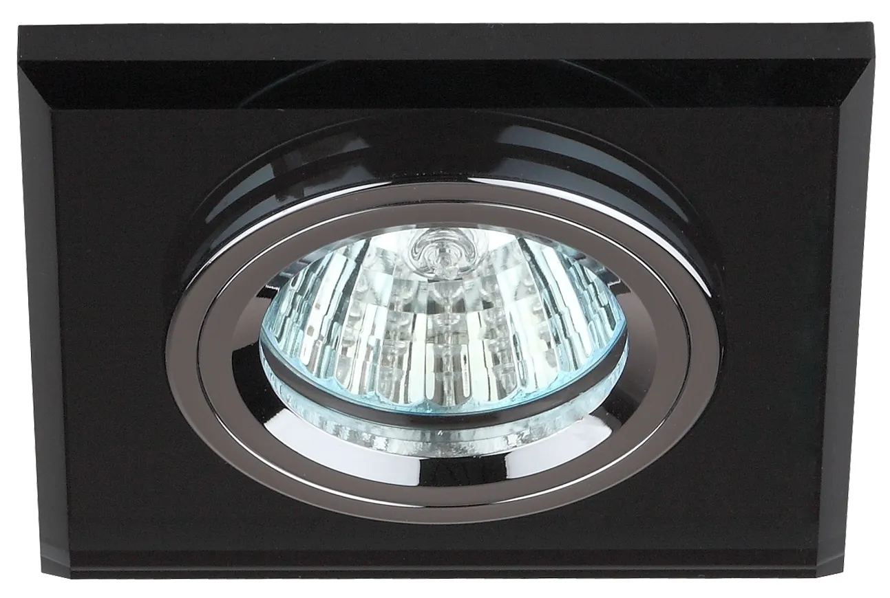Светильник декор стекло квадрат MR16,12V/220V, 50W, хром/черный DK8 CH/BK ЭРА C0043792