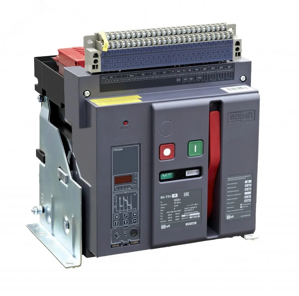 Воздушный авт. выкл. стационарный 4P 800А 80кА расцепитель М ВА-731 SE (Dekraft) 27093DEK
