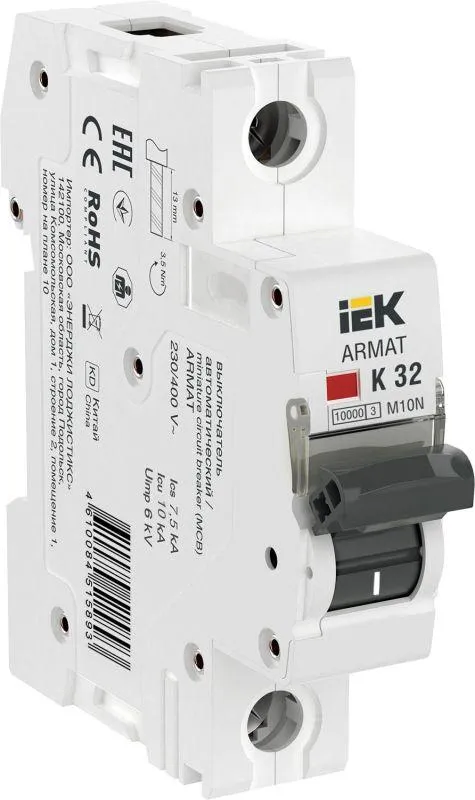 Armat выключатель автоматический однополюсный m10n k 32а IEK AR-M10N-1-K032