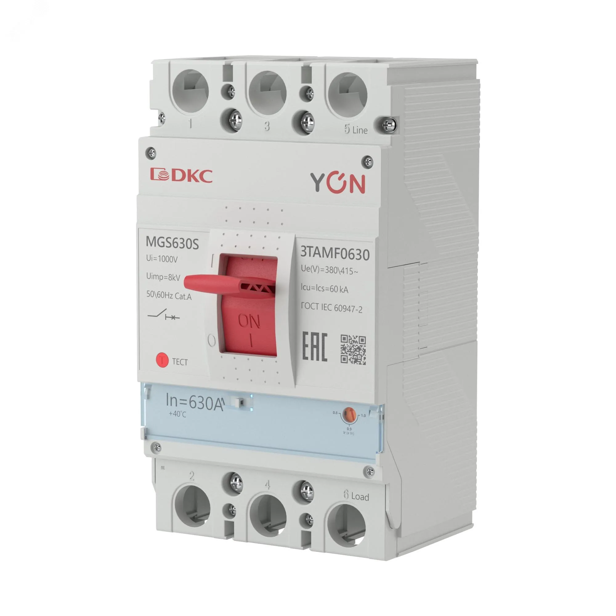 Автоматический выключатель yon mgs630 3p 504-630a 60ka ДКС MGS630S-3TAMF0630