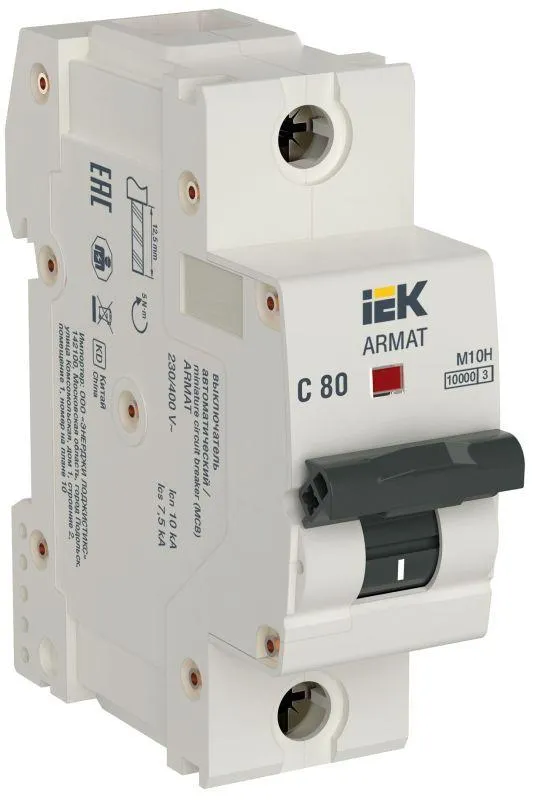 Armat автоматический выключатель m10h 1p c 80a iek IEK AR-M10H-1-C080