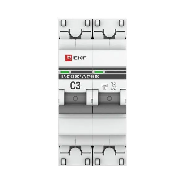 Автоматический выключатель 2p 3а (c) 6ка ва 47-63 dc proxima EKF MCB4763-DC-2-03C-PRO